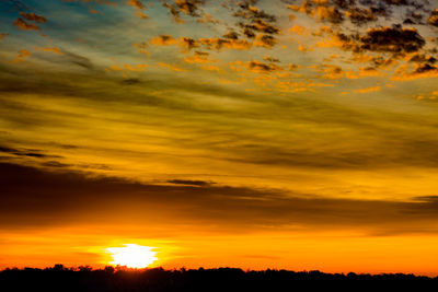 Scenic view of dramatic sky during sunset