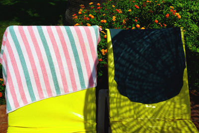 Deckchairs and towels