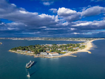 Aerial view of sea against sky