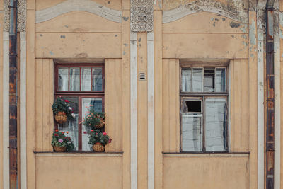 Closed door of building