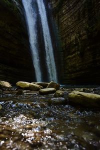 Scenic view of waterfall