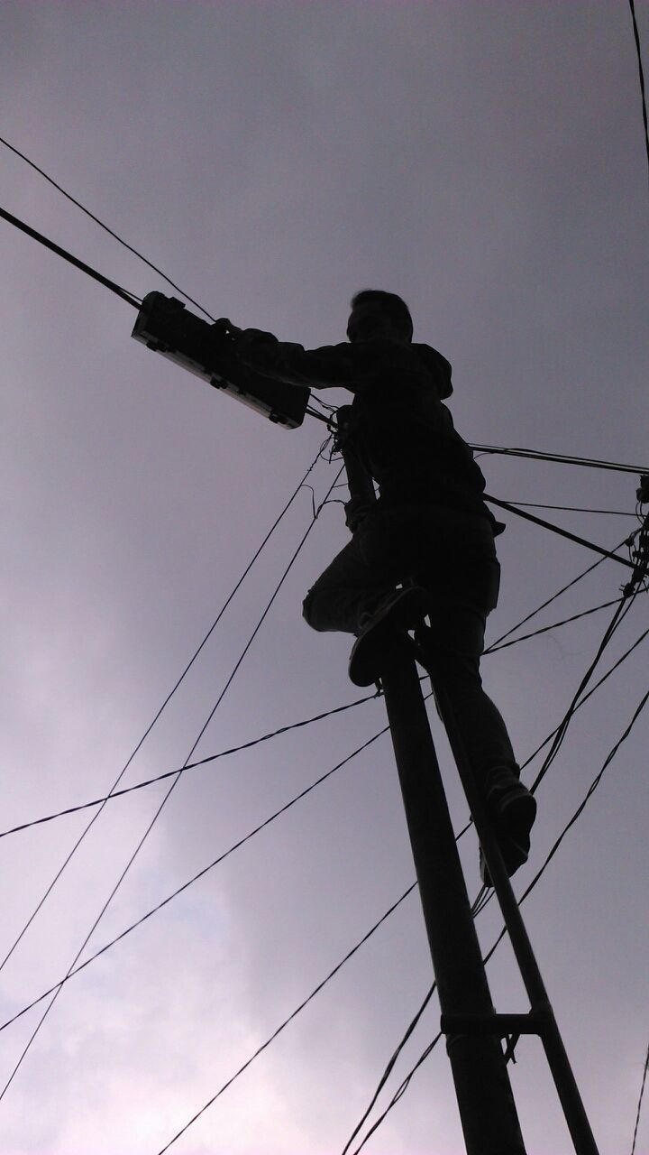 power line, low angle view, cable, electricity pylon, power supply, electricity, connection, technology, sky, silhouette, fuel and power generation, power cable, pole, outdoors, blue, no people, clear sky, dusk, complexity, day