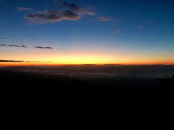 Scenic view of silhouette landscape against sky during sunset