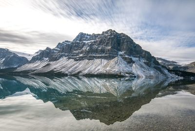 Scenic view of lake against sky during winter