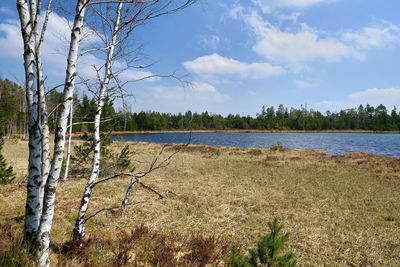 Scenic view of lake against sky