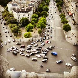 High angle view of city street