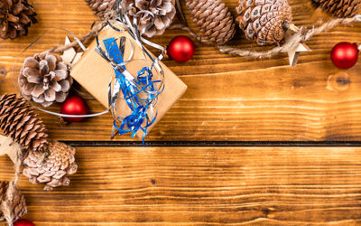 High angle view of christmas decoration on table