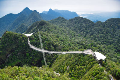 Langkawi sky bridge is a curved pedestrian cable-stayed, suspension bridge offering scenic walks