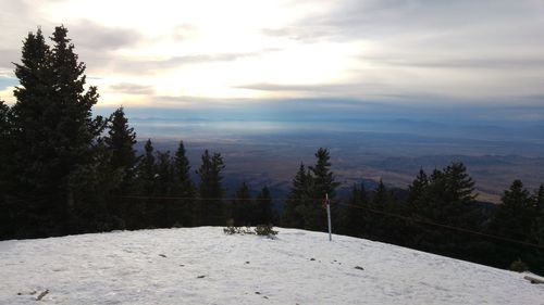 Scenic view of landscape against sky during winter