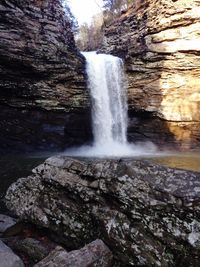 Scenic view of waterfall