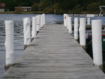 Wooden pier on footpath