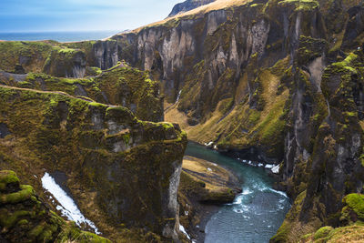 Scenic view of waterfall