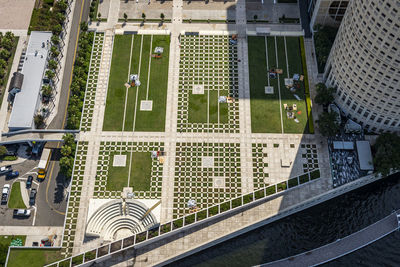 High angle view of buildings in city