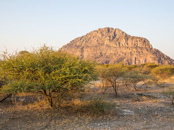 View of rock formations in desert