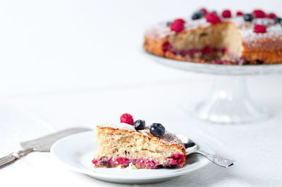 Ice cream and cake on plate