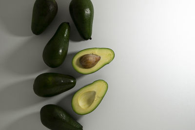 High angle view of fruits against white background