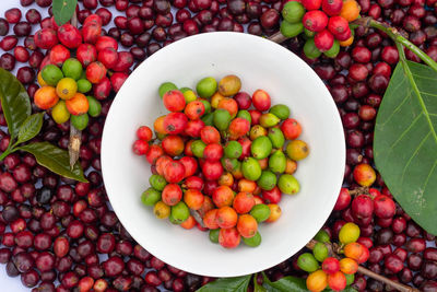 High angle view of fruits in bowl