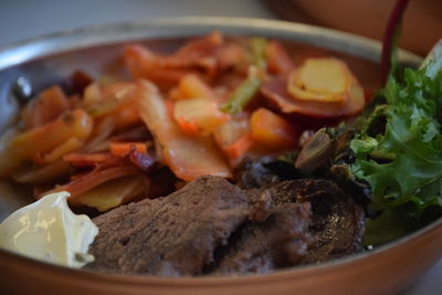 Close-up of meal served in bowl