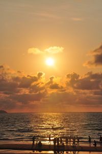Scenic view of sea at sunset