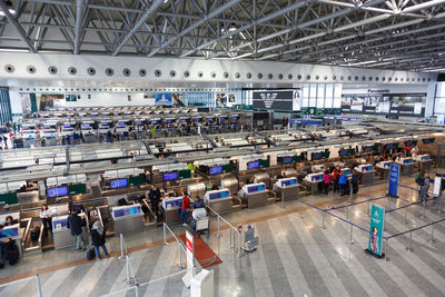 High angle view of people at airport