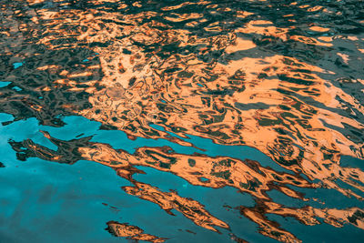 High angle view of reflection on water