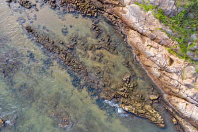 High angle view of flowing water