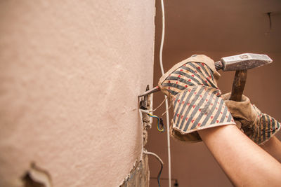 Flat renovation, master real channels in the wall where you need to pull cable for power