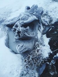 View of frozen waterfall