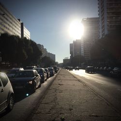 Cars parked on road