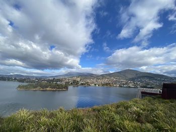 Scenic view of lake against sky