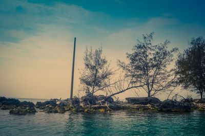 Scenic view of sea at sunset