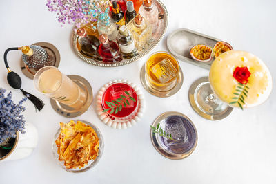 High angle view of food on table