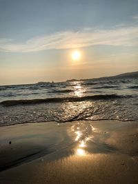 Scenic view of sea against sky during sunset