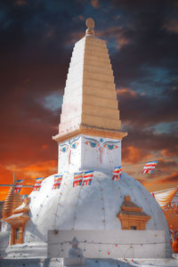 Low angle view of temple against sky