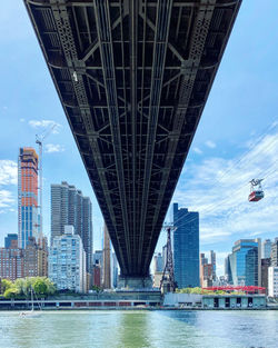 Queensboriugh bridge over east river with buildings in background