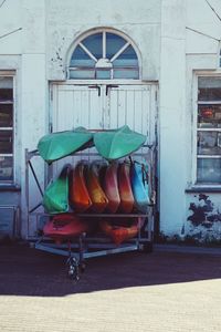 Multi colored house in building