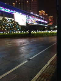 Illuminated street light at night