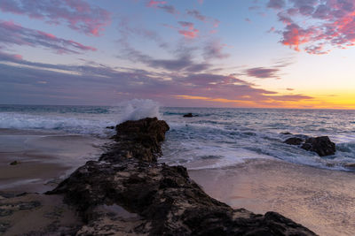 Scenic view of sea against sky during sunset