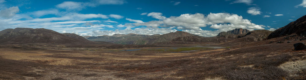 Panoramic view of mountains against sky