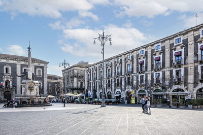 Duomo square in catania with historic buildings with beautiful facades