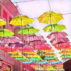 Low angle view of colorful umbrellas