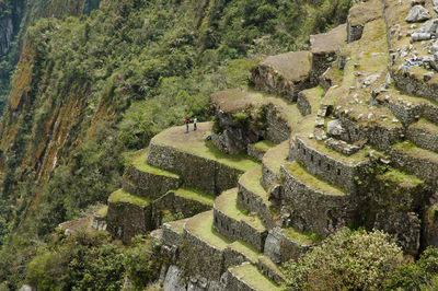 High angle view of ruins of building