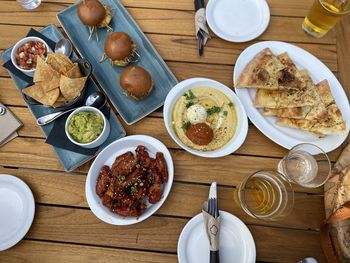 High angle view of food on table