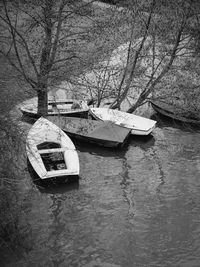 View of boats moored on shore