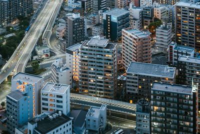 High angle view of city street