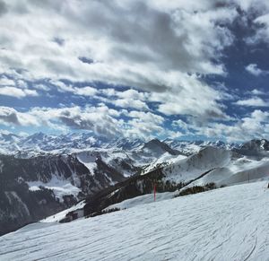 Idyllic shot of snowcapped mountains against sky