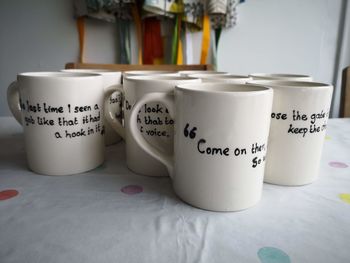 Close-up of coffee cup on table