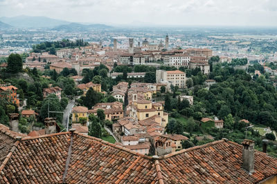 High angle view of townscape against sky