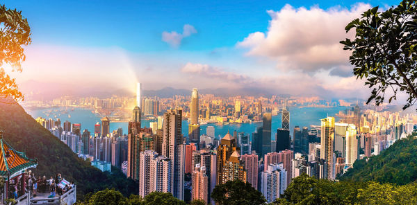 Hongkong skyscraper view from the peak