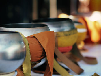 Close-up of shoes on table